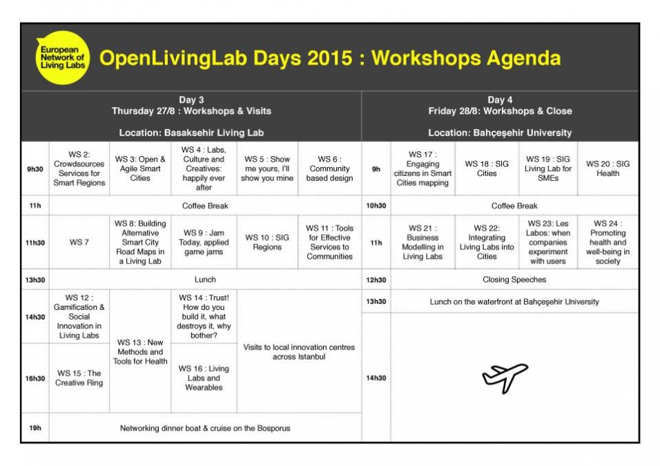 Day 3 and 4 workshops announced
